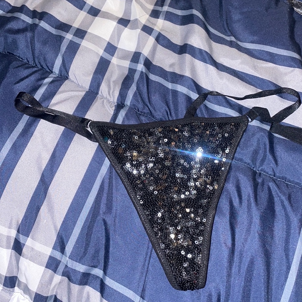 Victoria secret black sparkly v-string